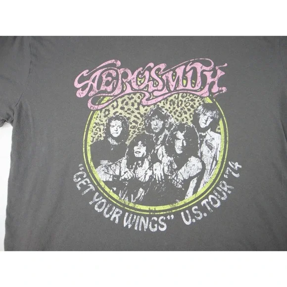 Aerosmith‎ Get Your Wings US Tour 74 Graphic T Shirt Charcoal Grey XXL - Picture 3 of 5